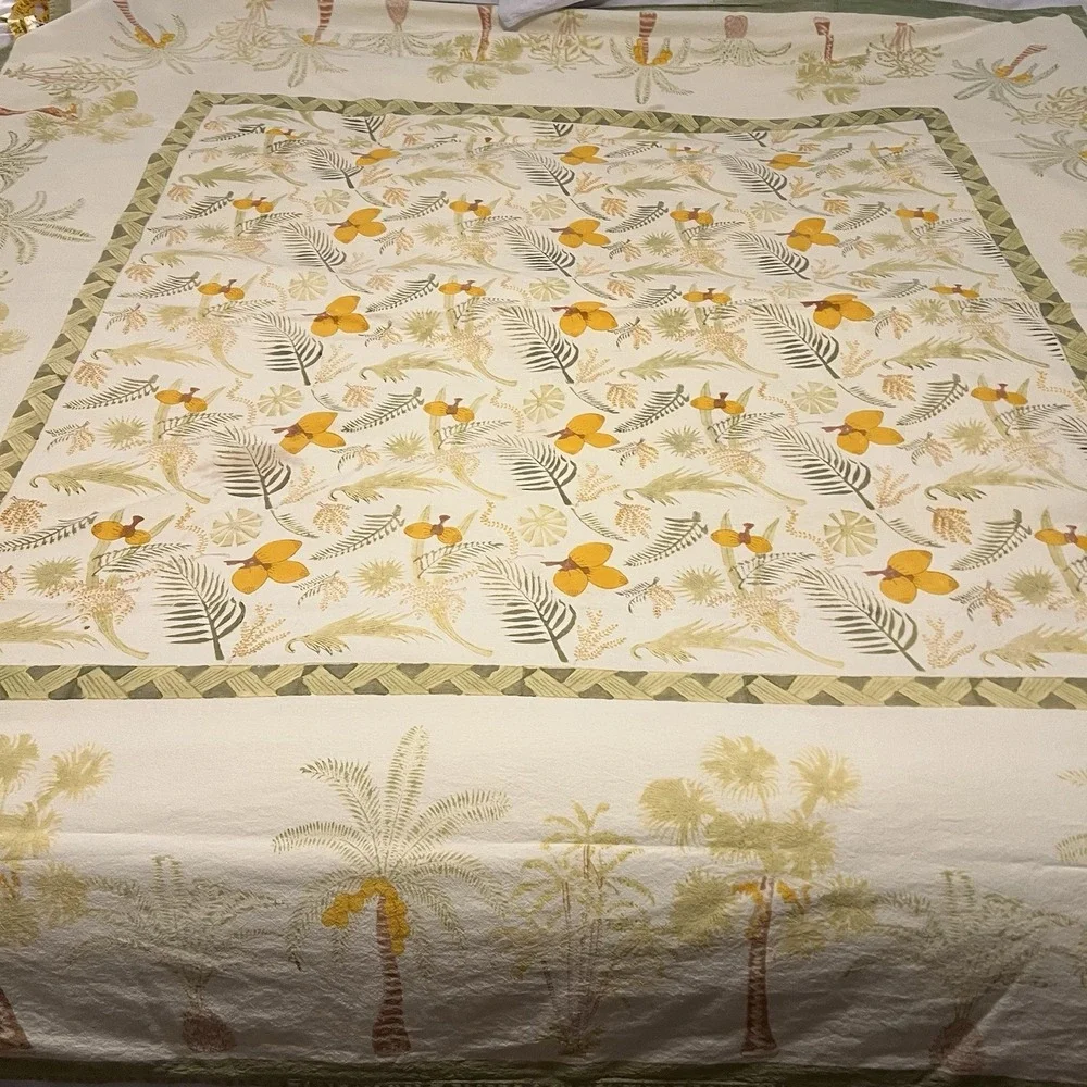 Couleur Nature France Cotton Tablecloth Tropical Palm Tree Coconuts 71x71